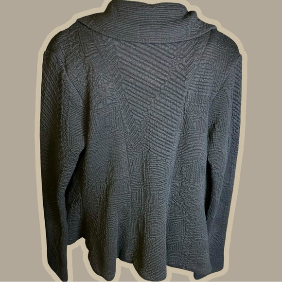 Alexis Black Quilted Jacquard Knit Waterfall Cascade Front Jacket Size Small - Picture 7 of 11